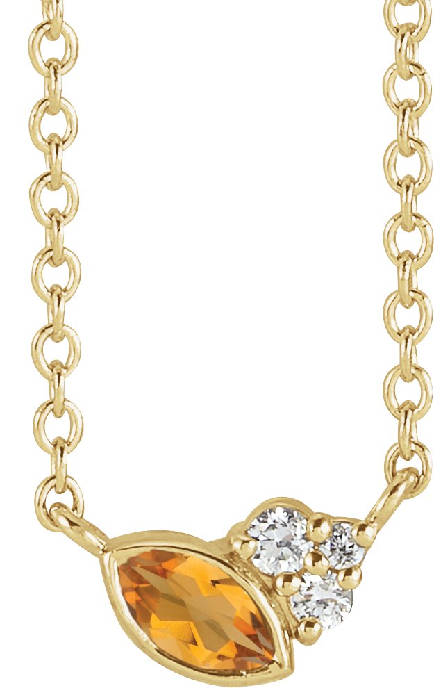 14K Yellow Citrine and .03 CTW Diamond 16 inch Necklace Ref. 16628383