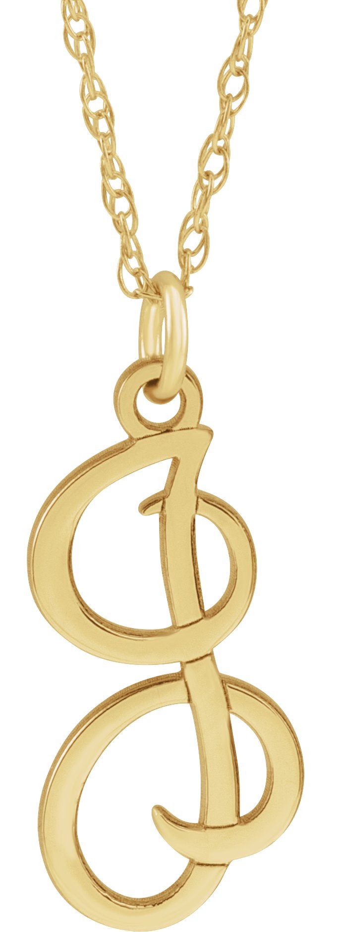 14K Yellow Script Initial I 16-18" Necklace