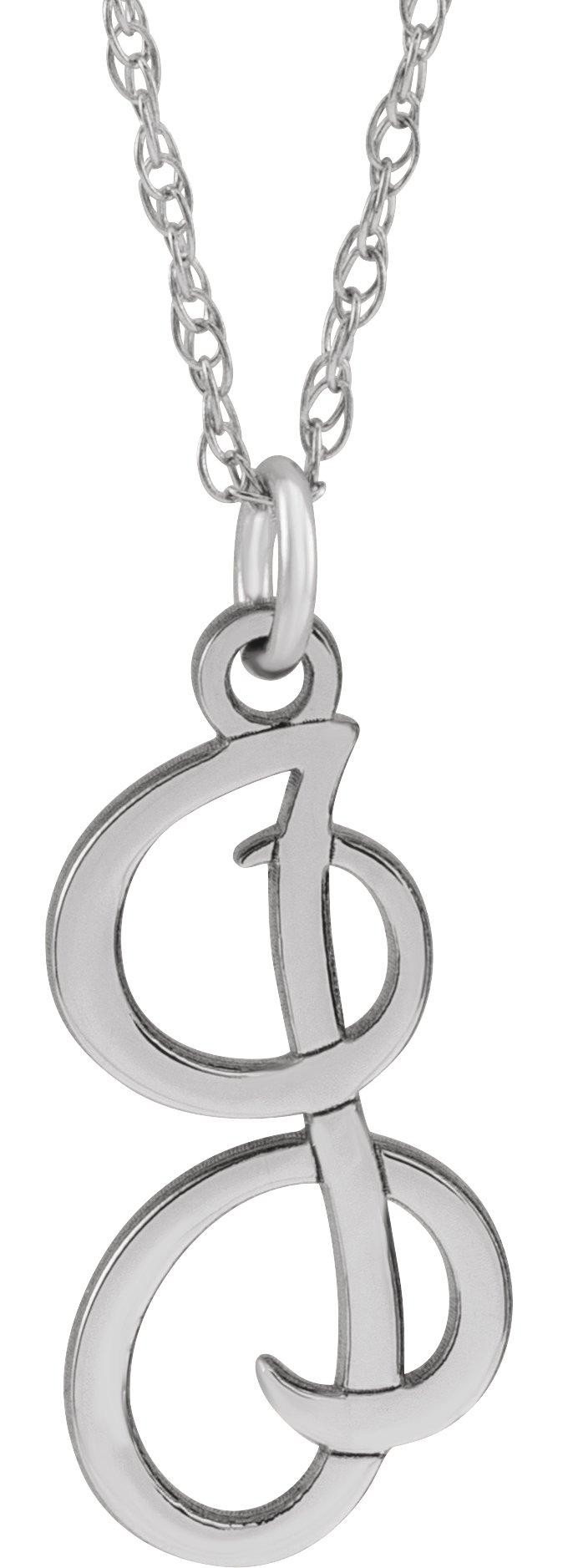 Sterling Silver Script Initial I 16-18" Necklace
