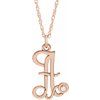 14K Rose Gold Plated Sterling Silver .02 CT Diamond Script Initial A 16 18 inch Necklace Ref. 16047644