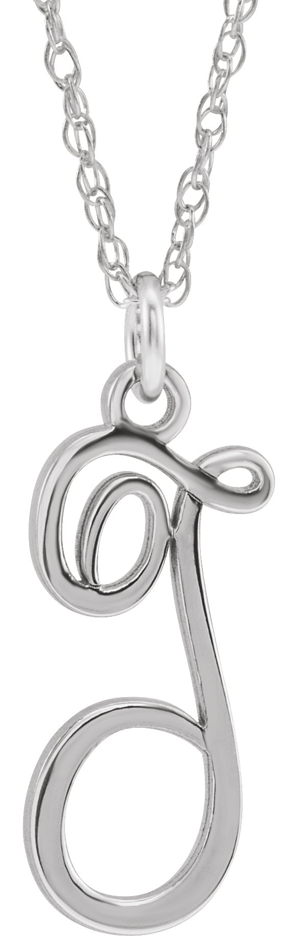 Sterling Silver Script Initial T 16-18" Necklace