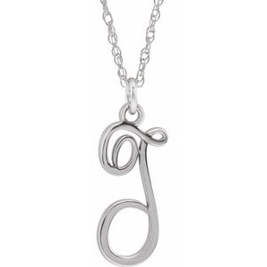 Sterling Silver Script Initial T 16-18" Necklace