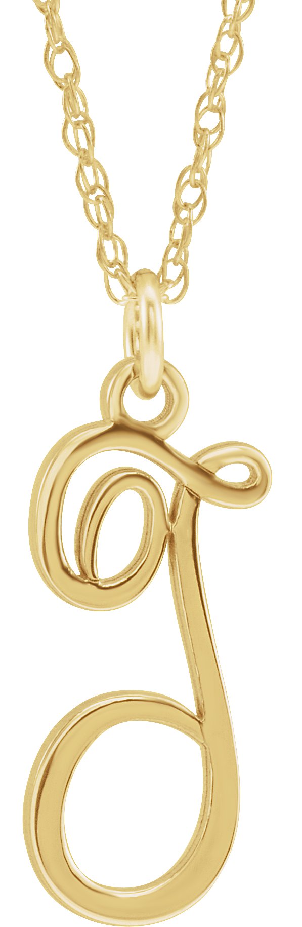 14K Yellow Script Initial T 16-18" Necklace