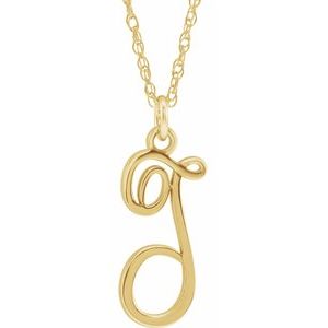 14K Yellow Script Initial T 16-18" Necklace