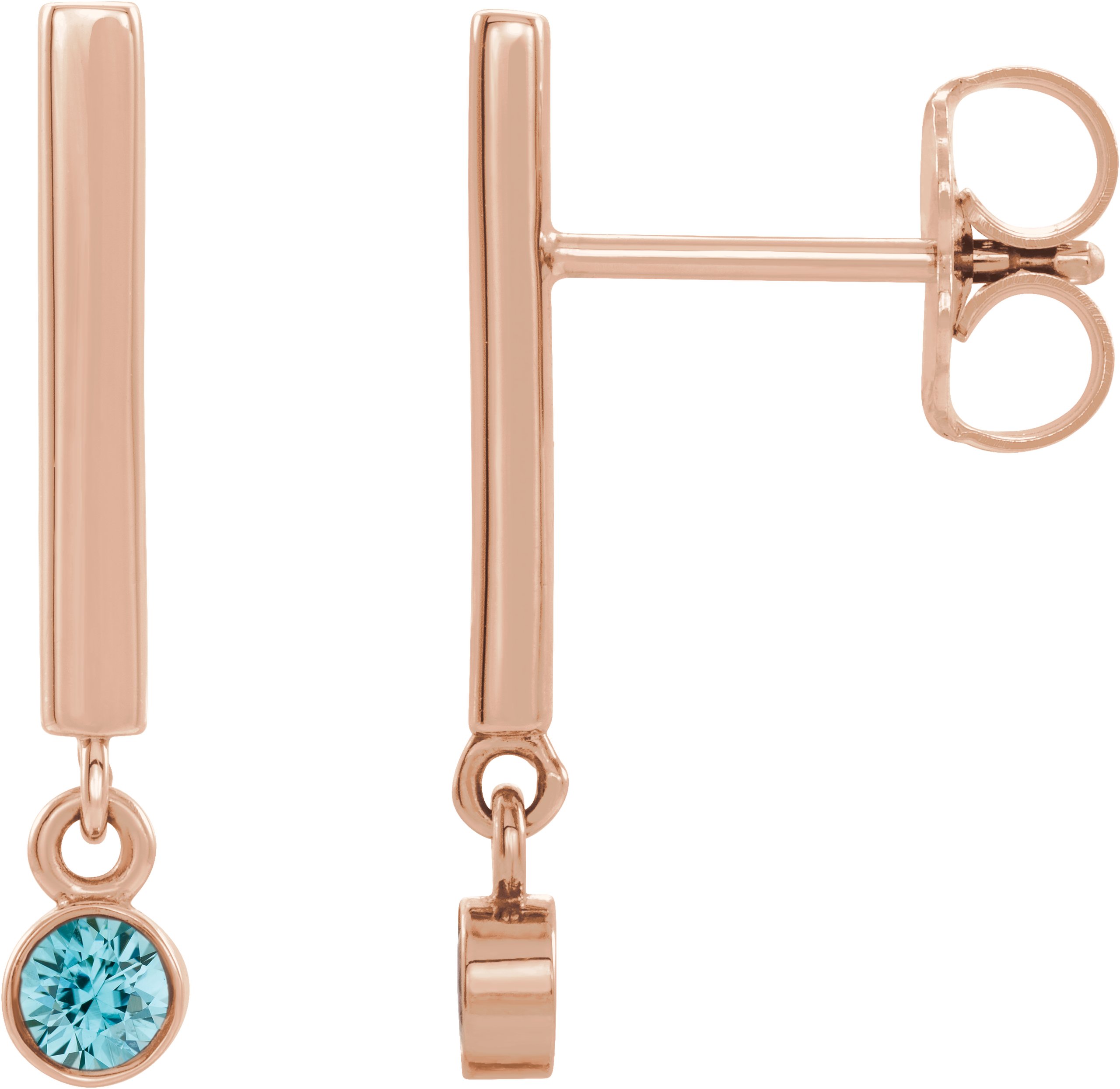 14K Rose Blue Zircon Bar Earrings Ref. 15656113