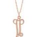 14K Rose Gold-Plated Sterling Silver .02 CT Diamond Script Initial V 16-18