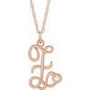 14K Rose Gold Plated Sterling Silver .02 CT Diamond Script Initial Z 16 18 inch Necklace Ref. 16047669