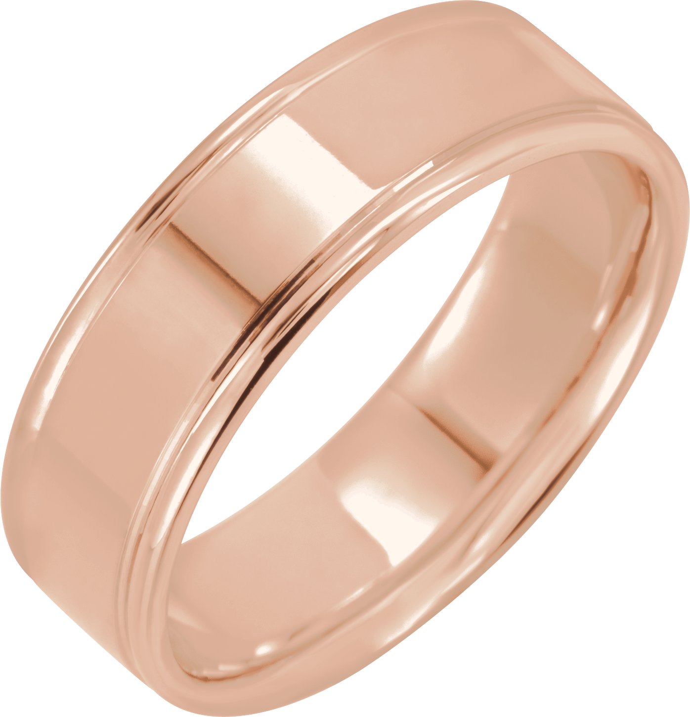 18K Rose 7 mm Grooved Band Size 15.5 Ref 16343983