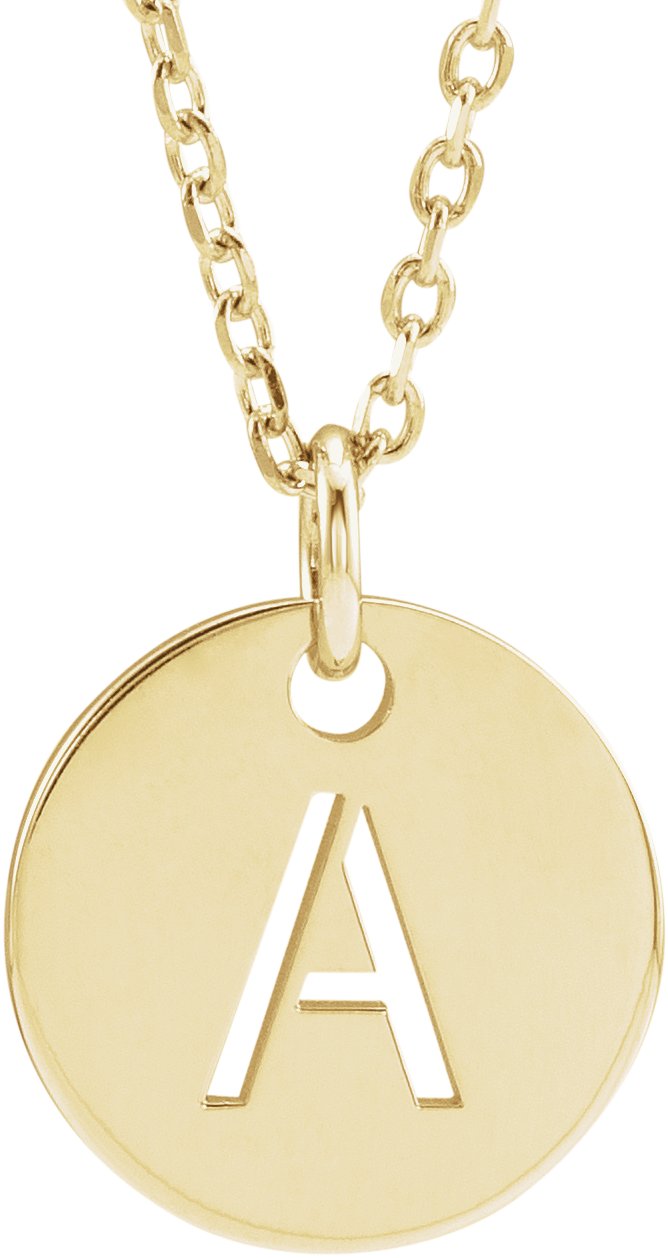 14K Yellow Initial A 16-18" Necklace