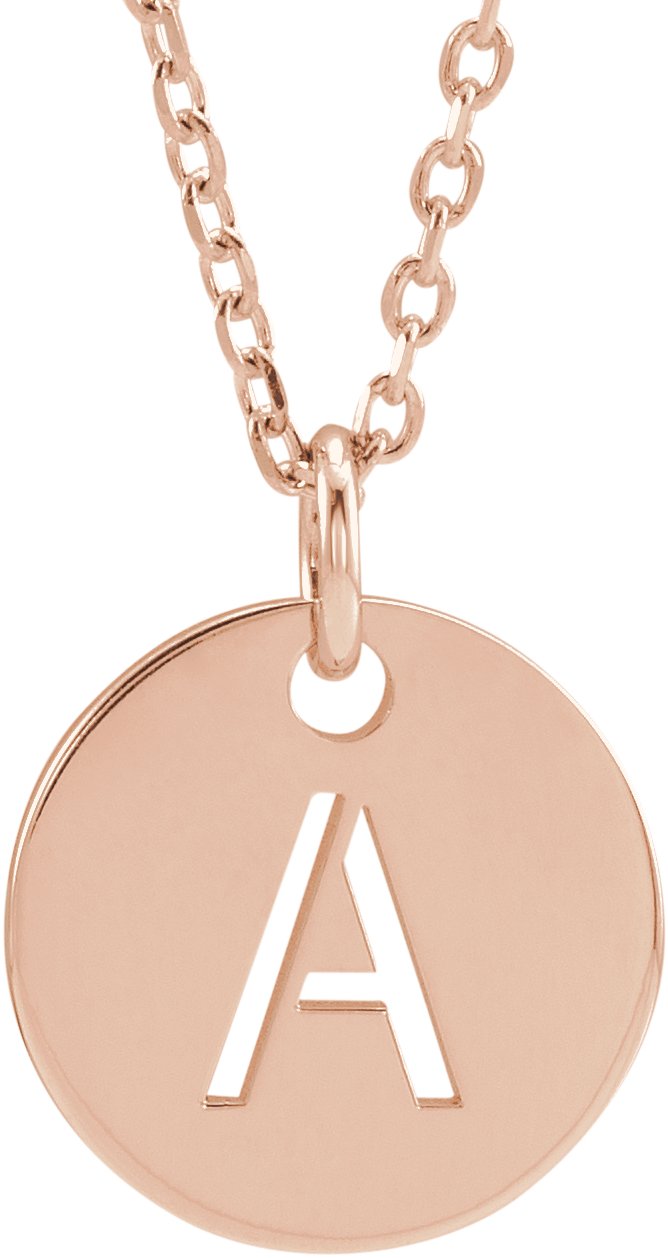 14K Rose Initial A 16-18" Necklace