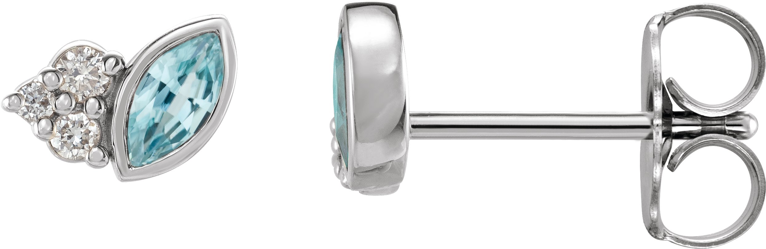 Platinum Blue Zircon and .05 CTW Diamond Earrings Ref. 16501426