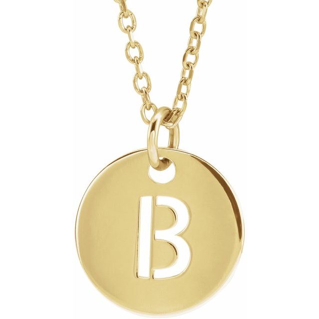 18K Yellow Gold-Plated Sterling Silver Initial B 16-18