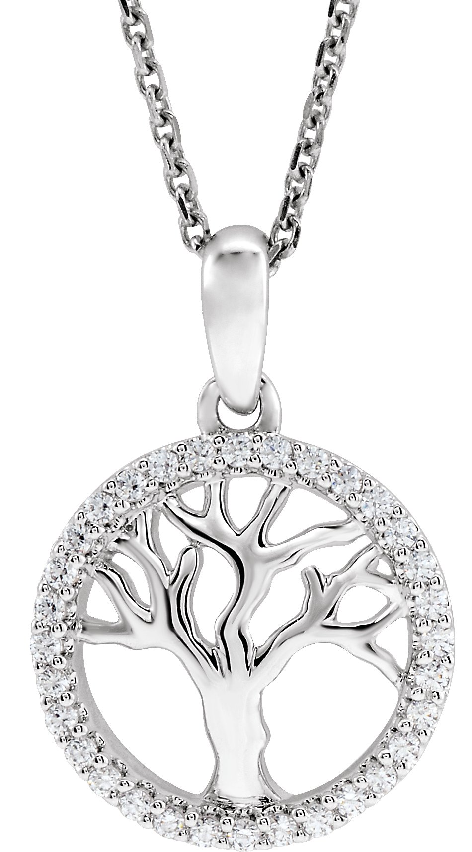 14K White 1/5 CTW Natural Diamond Tree of Life 16-18