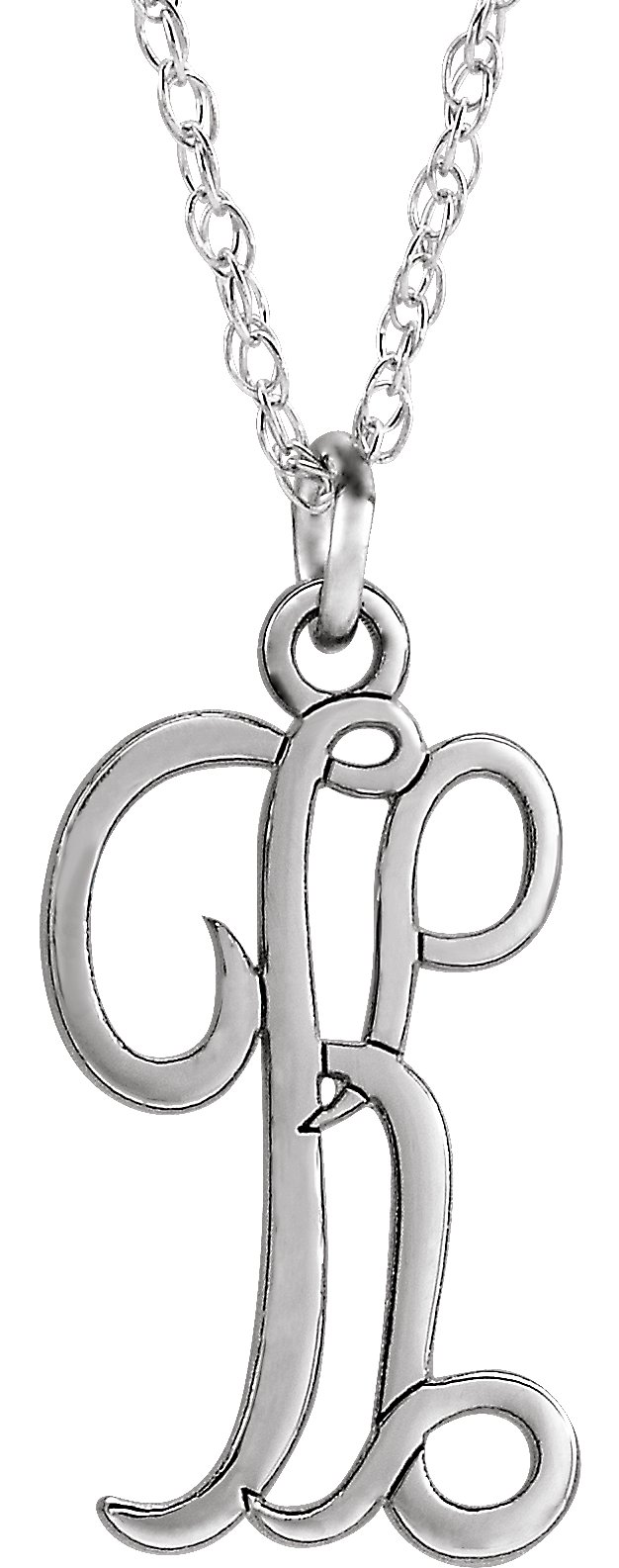 Sterling Silver Script Initial K 16-18" Necklace