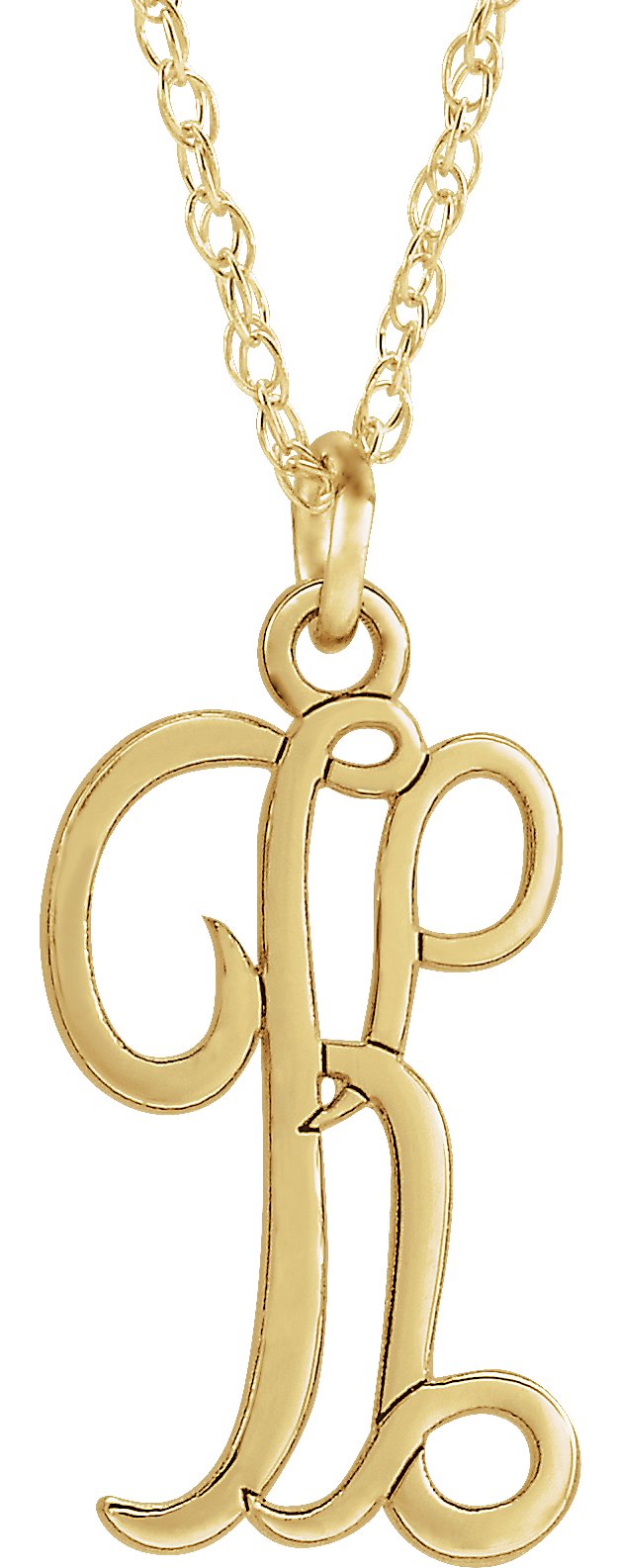 14K Yellow Script Initial K 16-18" Necklace