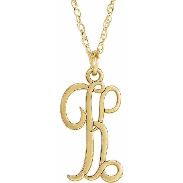 14K Yellow Gold-Plated Sterling Silver Script Initial K 16-18