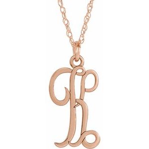 14K Rose Gold-Plated Sterling Silver Script Initial K 16-18" Necklace