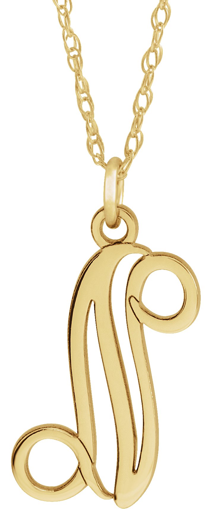 14K Yellow Gold-Plated Sterling Silver Script Initial N 16-18" Necklace