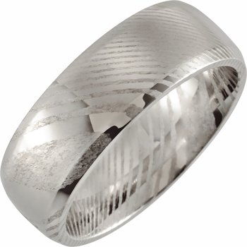 Damascus Steel 8 mm Patterned Beveled Edge Band Size 12.5 Ref 16488820