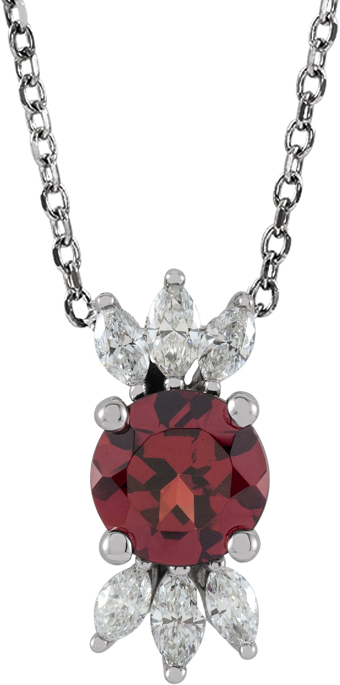 14K White Garnet & 1/4 CTW Diamond 16-18" Necklace