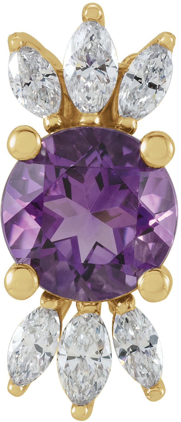 14K Yellow Amethyst & 1/4 CTW Diamond Pendant