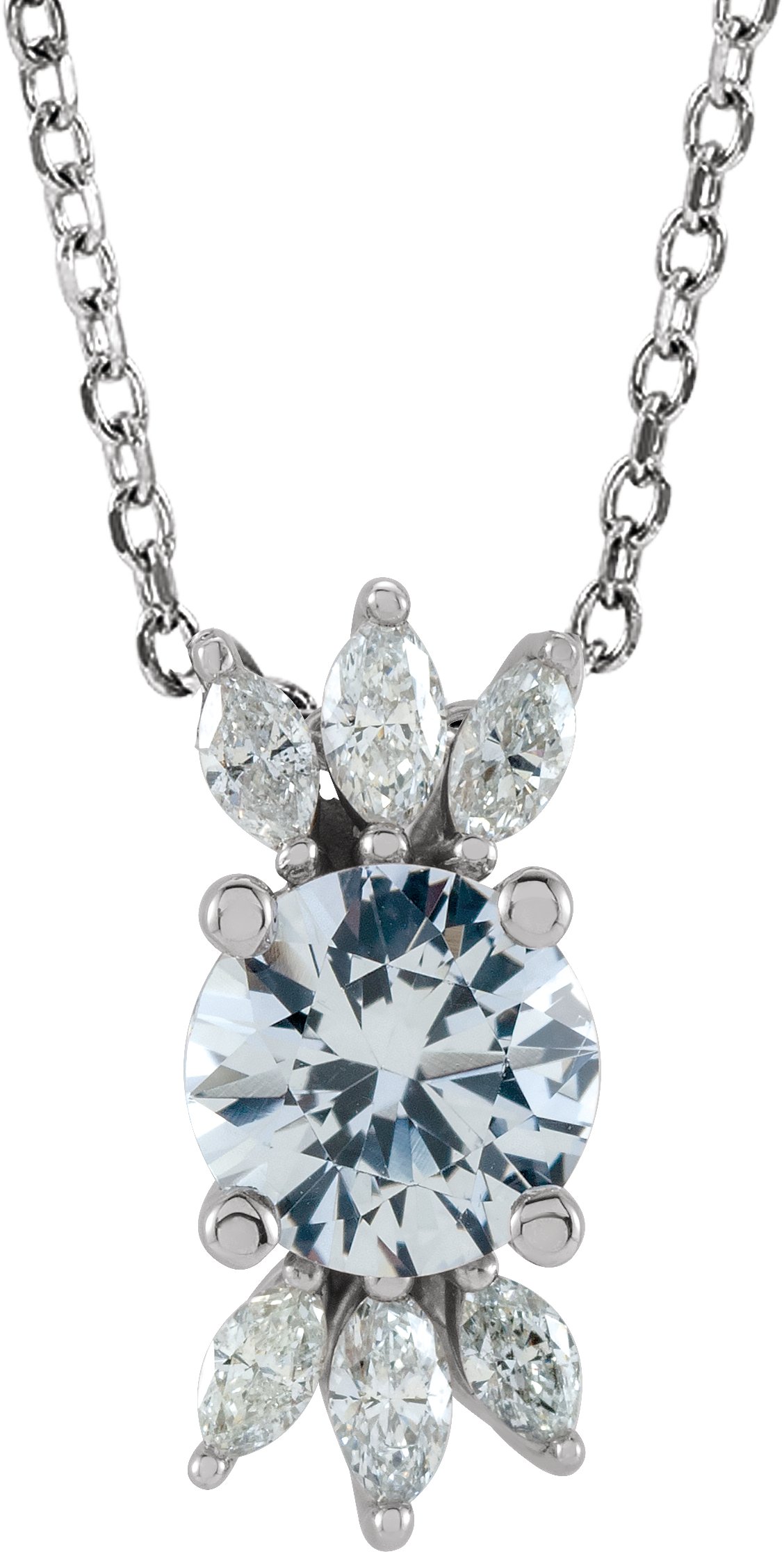 14K White Sapphire & 1/5 CTW Diamond 16-18" Necklace