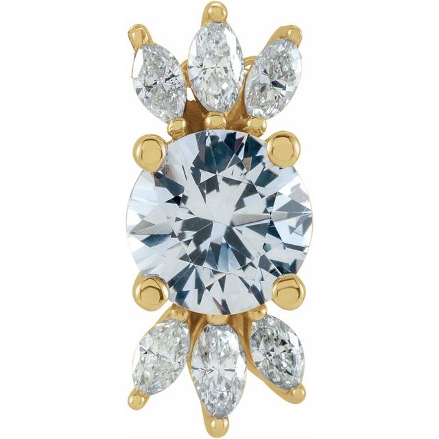 14K Yellow Natural White Sapphire & 1/5 CTW Natural Diamond Pendant