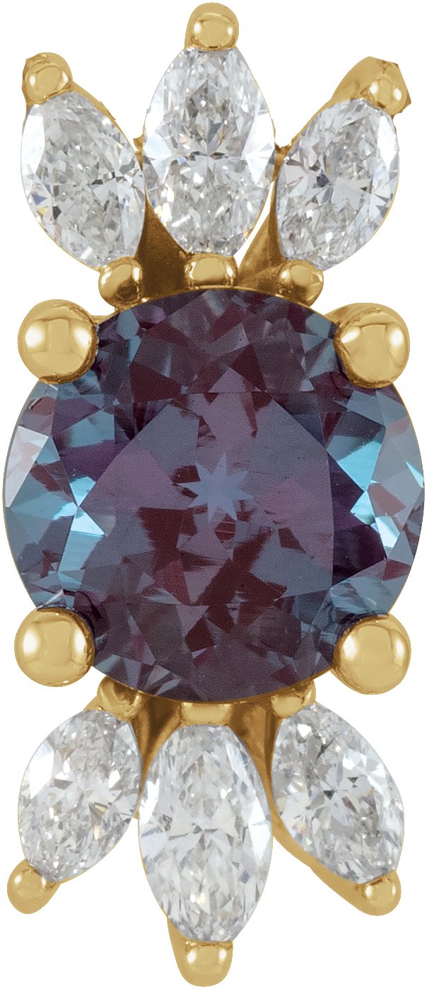 14K Yellow Chatham® Lab-Created Alexandrite & 1/4 CTW Diamond 16-18" Necklace