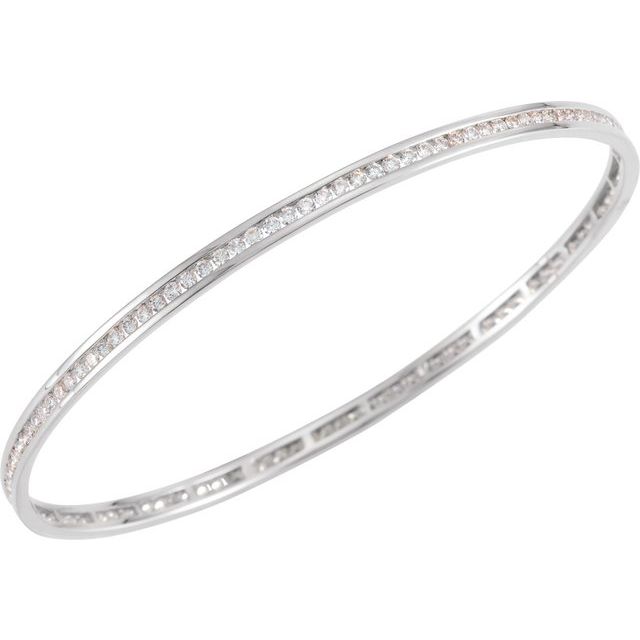 14K White 2 1/4 CTW Natural Diamond Stackable Bangle 8 Bracelet
