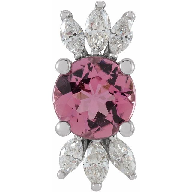 Platinum Natural Pink Tourmaline & 1/5 CTW Natural Diamond Pendant