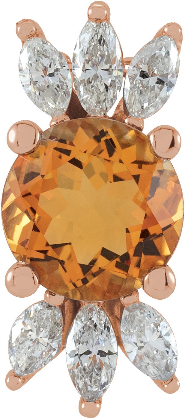 14K Rose Citrine and .25 CTW Diamond Pendant Ref. 16178766