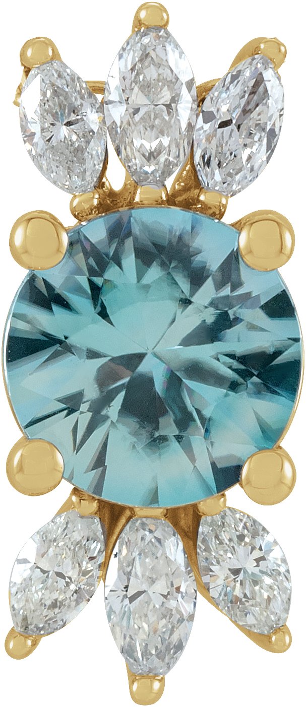 14K Yellow Blue Zircon and .25 CTW Diamond Pendant Ref. 16178770
