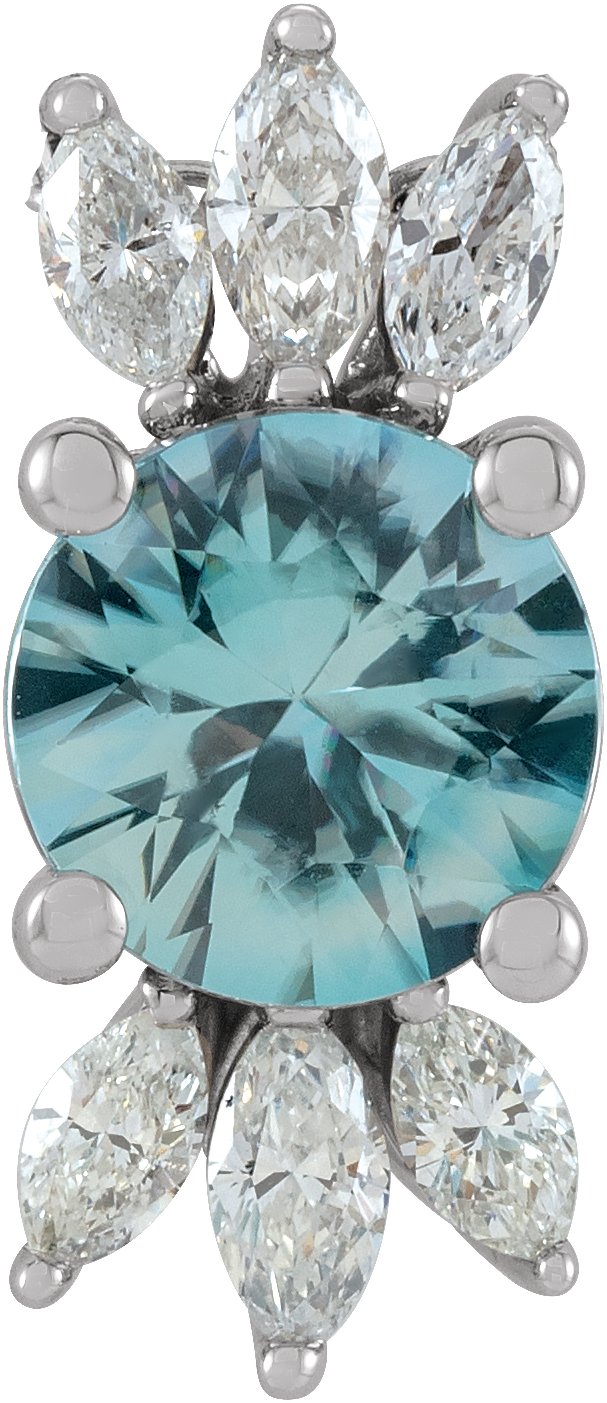 14K White Blue Zircon and .25 CTW Diamond Pendant Ref. 16178769