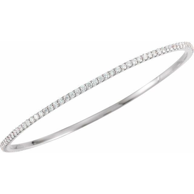 14K White 3 CTW Natural Diamond Stackable Bangle 8 Bracelet