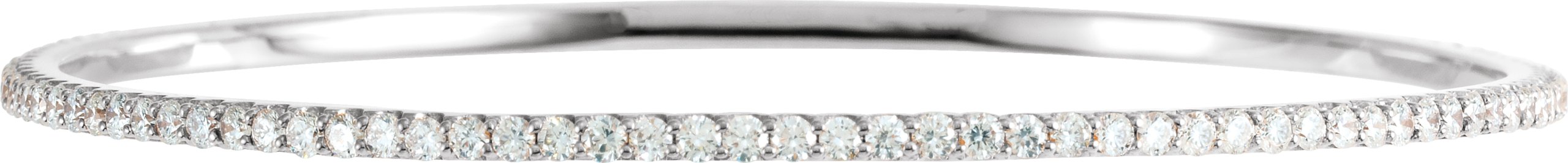 Round Channel Set Diamond Bangle Bracelet 14K White Gold