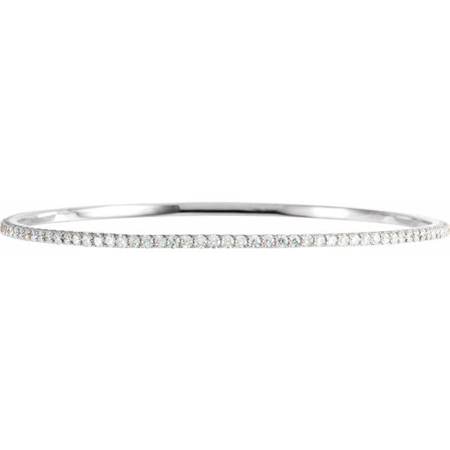 14K White 3 CTW Natural Diamond Stackable Bangle 8" Bracelet