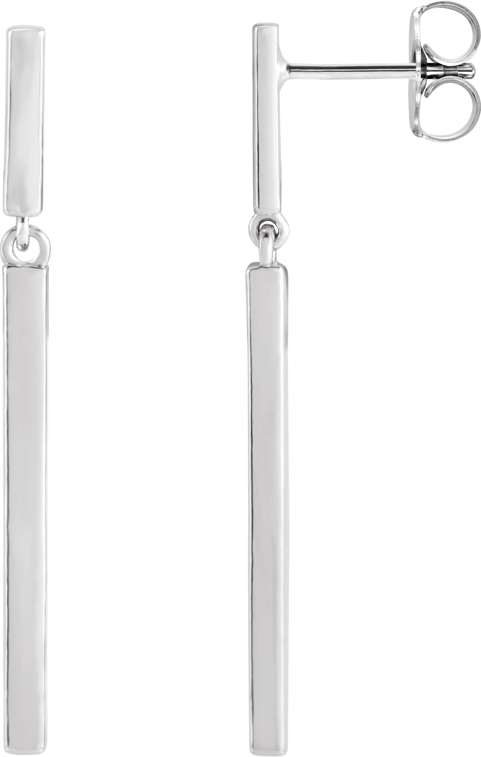 14K White 25.9x1.8 mm Articulated Bar Earrings