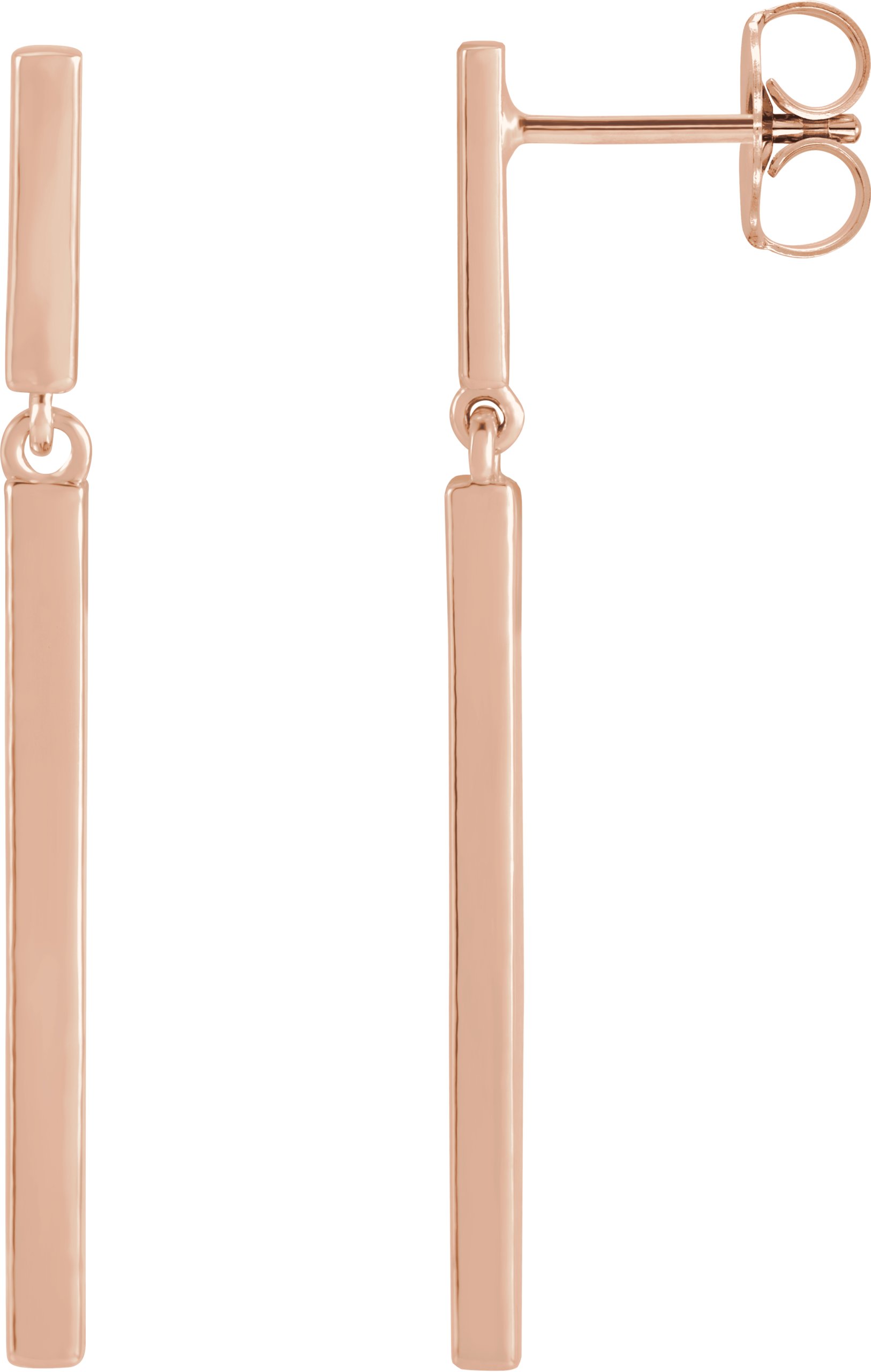 14K Rose 25.9x1.8 mm Articulated Bar Earrings