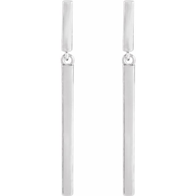 Sterling Silver 25.9x1.8 mm Articulated Bar Earrings
