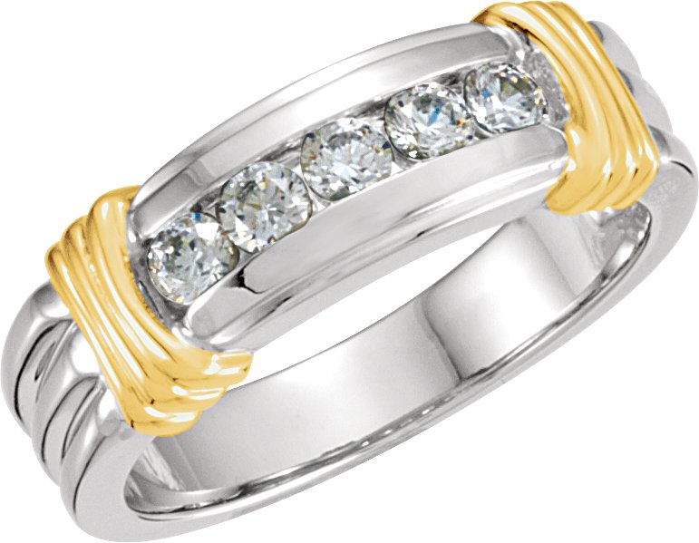 18KY and Platinum .33 CTW Ladies Diamond Wedding Band Ref 891262