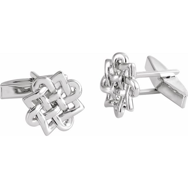 Sterling Silver 16x16 mm Celtic-Inspired Cuff Links