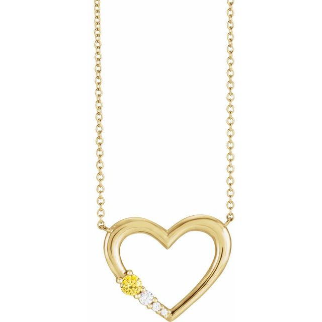 14K Yellow 1-Stone Family Heart 16 Necklace Mounting
