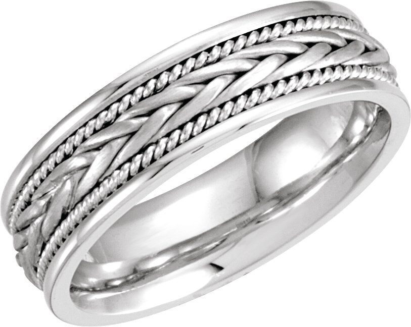 14K White 6.75 mm Woven Band Size 8