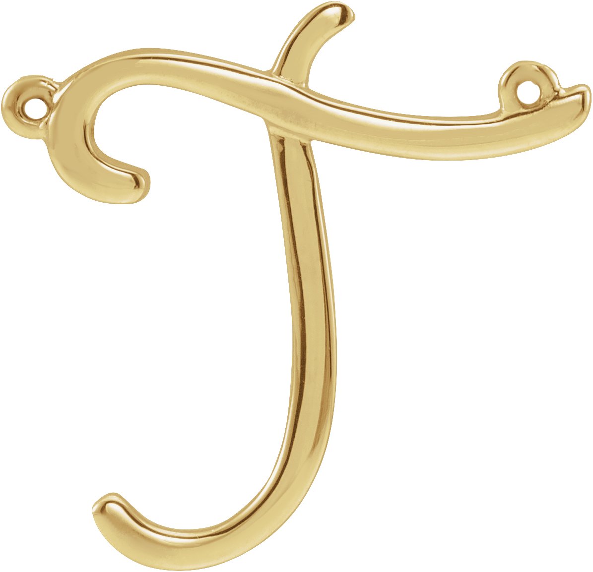 14K Yellow Script Initial T Necklace Center