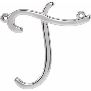 Sterling Silver Script Initial T Necklace Center