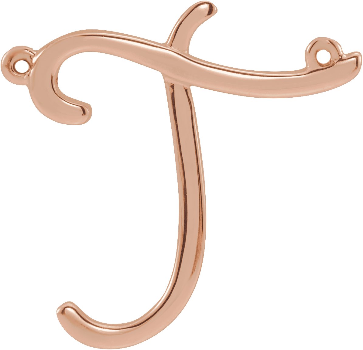 14K Rose Script Initial T Necklace Center