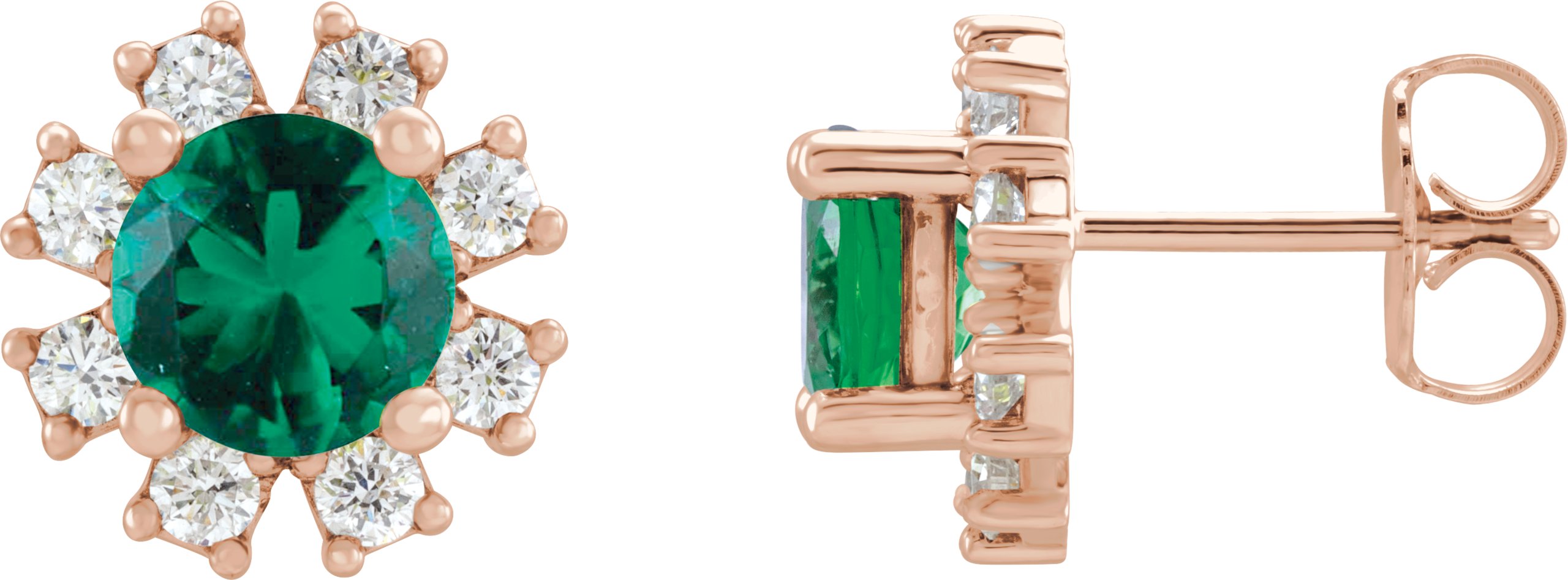 14K Rose Emerald and .20 CTW Diamond Earrings Ref 15389346