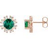 14K Rose Emerald and .07 CTW Diamond Earrings Ref 15389102
