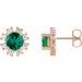 14K Rose Lab-Grown Emerald & 1/2 CTW Natural Diamond Earrings