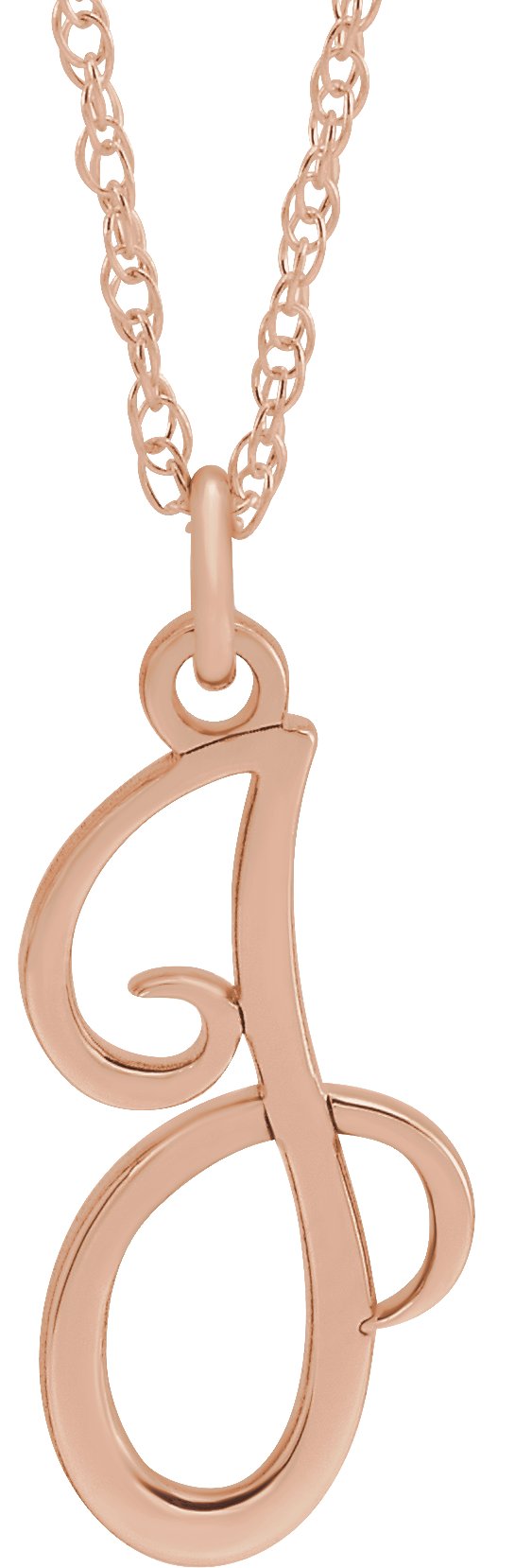 14K Rose Script Initial J 16-18" Necklace